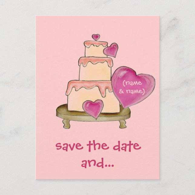 Save the Date & Yummy Cake Postcard (Front)