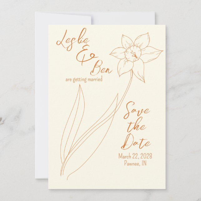 Save the Dates Daffodil Wedding Date (Front)