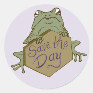 Save the Day Frog, for Save the Dates Classic Round Sticker