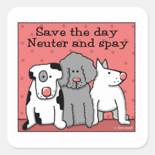 Save the Day, Neuter and Spay Dogs Square Sticker