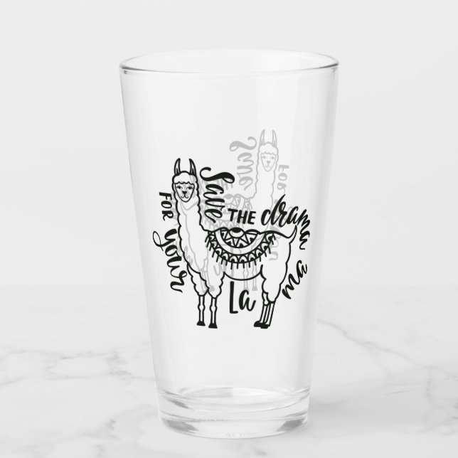 Save The Drama For Your Llama Glass (Front)