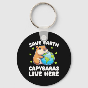 Save The Earth Capyras Live Here Earth Day Key Ring