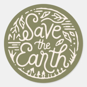 Save the earth classic round sticker
