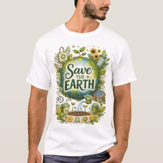 Save the Earth – Eco-Friendly Nature Illustration T-Shirt