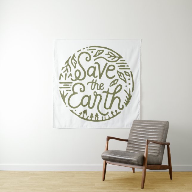 Save the earth green aesthetic tapestry (In Situ)