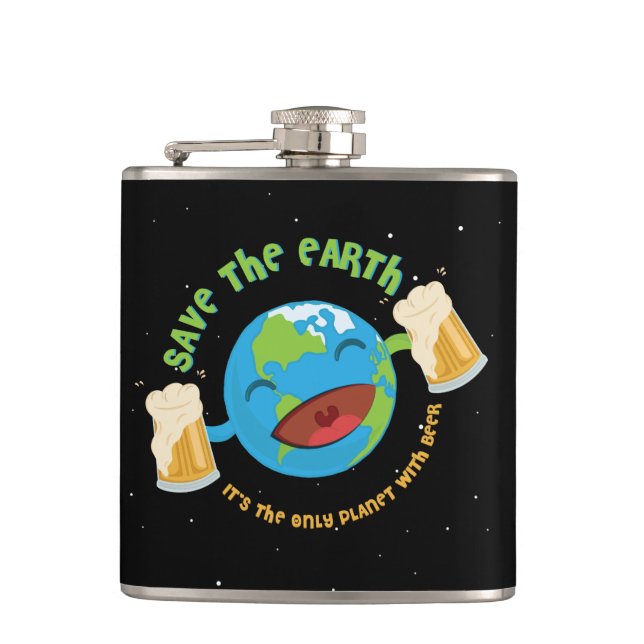 Save The Earth Hip Flask (Front)