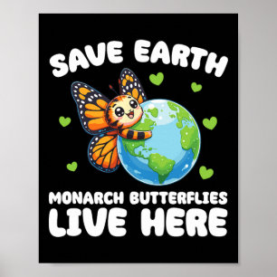 Save The Earth Monarch Butterflies Live Here Earth Poster
