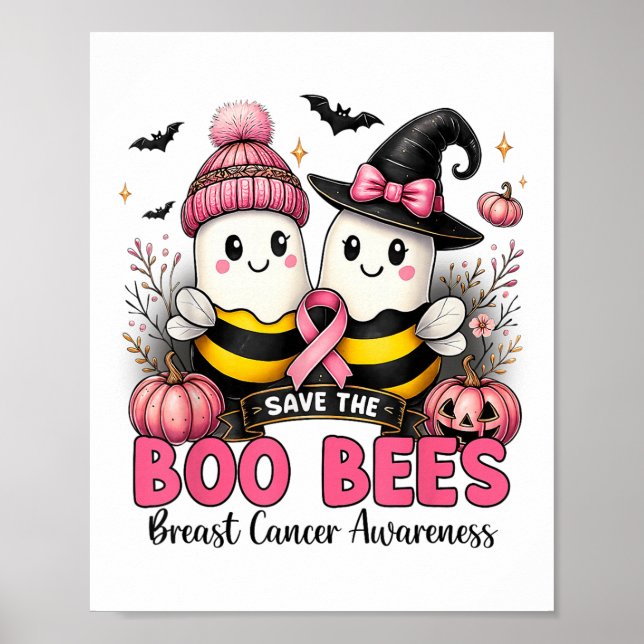 Save The Ees Boo Bees Breast Cancer Halloween Wome Poster (Front)