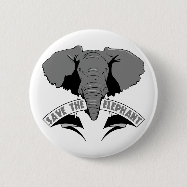 Save The Elephant 6 Cm Round Badge (Front)