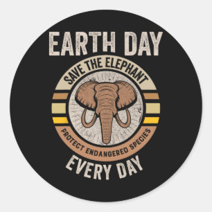 Save The Elephant Earth Day Protect Endangered Ani Classic Round Sticker