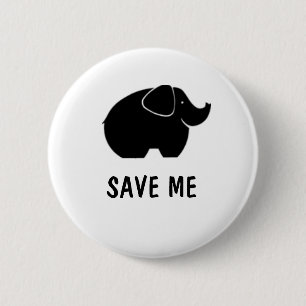 Save the elephants 6 cm round badge