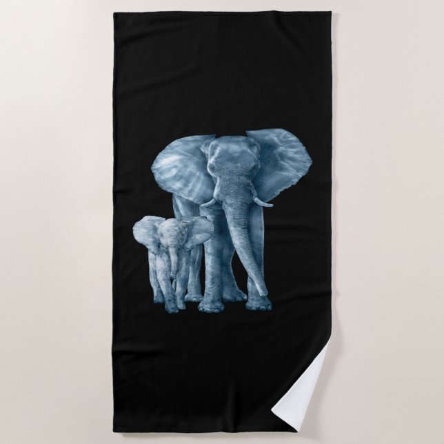 Save The Elephants Art Animal Lover Beach Towel (Front)