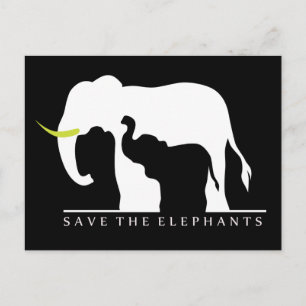Save the Elephants (black) Postcard