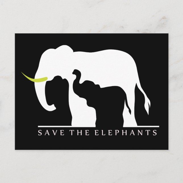 Save the Elephants (black) Postcard (Front)