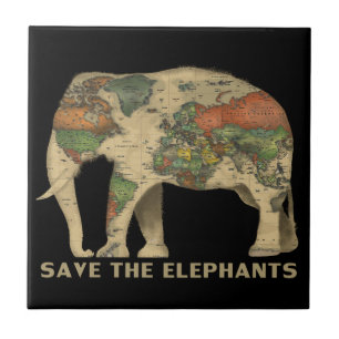 Save the elephants Ceramic Photo Tile