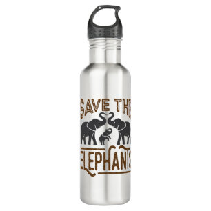 Save the Elephants Elephant Lover Protect Wildlife 710 Ml Water Bottle