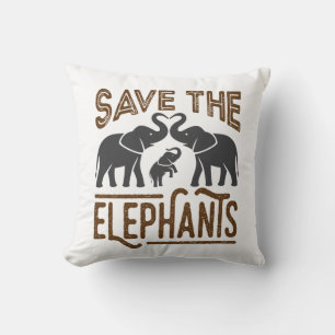 Save the Elephants Elephant Lover Protect Wildlife Cushion