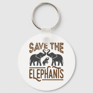 Save the Elephants Elephant Lover Protect Wildlife Key Ring