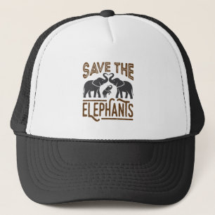 Save the Elephants Elephant Lover Protect Wildlife Trucker Hat