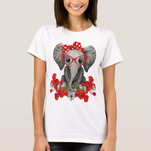 Save The Elephants Elephant mum red bow woman T-Shirt