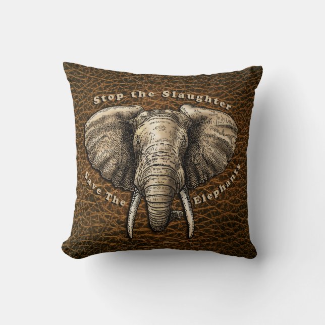Save the Elephants Graphic Cushion (Front)