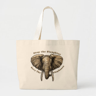 Save the Elephants Graphic Large Tote Bag