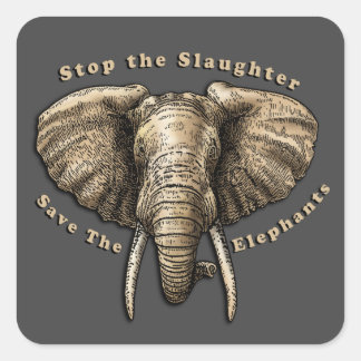 Save the Elephants Graphic Square Sticker