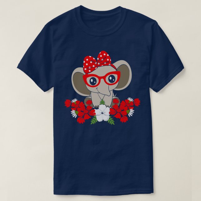 Save the Elephants Mum Red Bow World Elephant Day T-Shirt (Design Front)