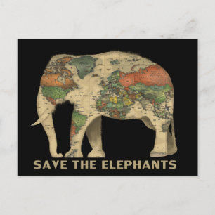 Save the elephants postcard