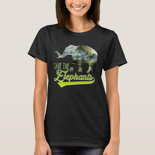 Save the Elephants protected species Animal welfar T-Shirt (Front)