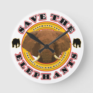 Save the Elephants Round Clock