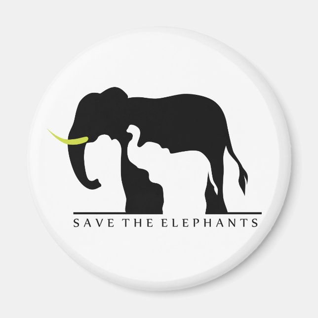 Save the Elephants (white) Magnet (Front)
