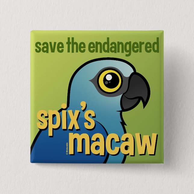 Save the Endangered Spix's Macaw 15 Cm Square Badge (Front)