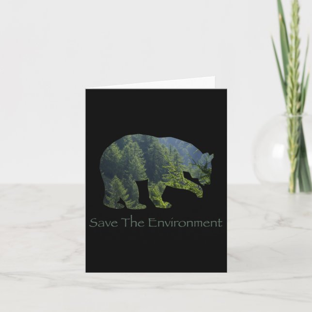 Save The Environment Bear Silhouette Environmental Card (Front)