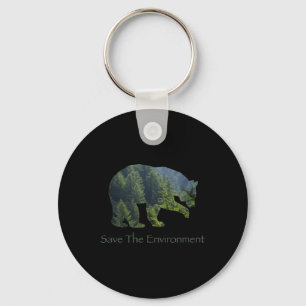 Save The Environment Bear Silhouette Environmental Key Ring