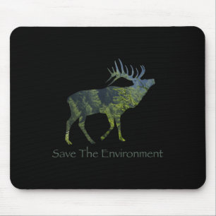 Save The Environment Deer Silhouette Environmental Mouse Mat