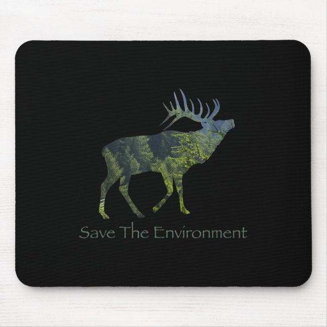 Save The Environment Deer Silhouette Environmental Mouse Mat (Front)