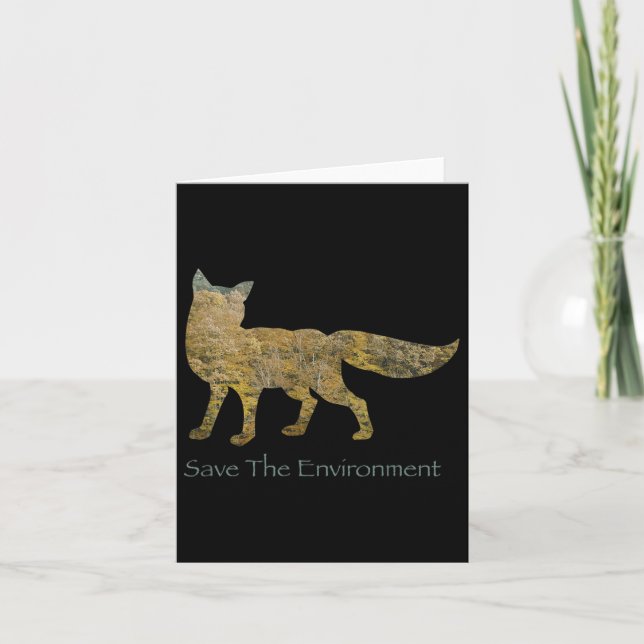 Save The Environment Fox Silhouette Environmental  Card (Front)