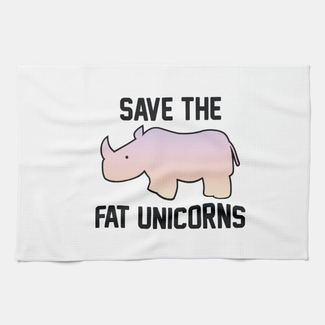 Save The Fat Unicorns Tea Towel (Horizontal)