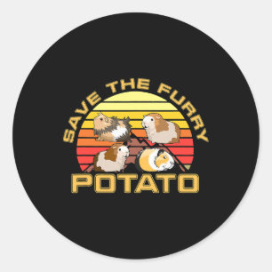 Save The Furry Potato Cute Guinea Pig Lover Funny  Classic Round Sticker