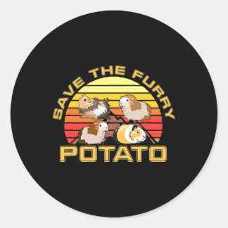 Save The Furry Potato Cute Guinea Pig Lover Funny  Classic Round Sticker