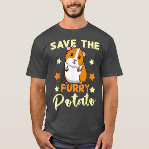 Save The Furry Potato Vintage Guinea Pig Art Cute T-Shirt