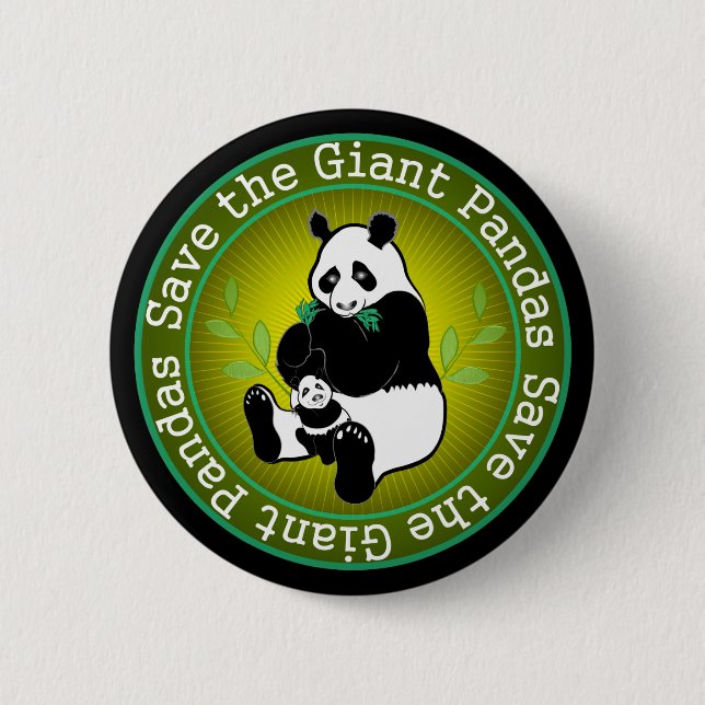 Save the Giant Pandas 6 Cm Round Badge (Front)