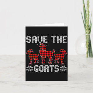 Save The Goats Xmas Holiday Plaid Goat Lover Chris Card