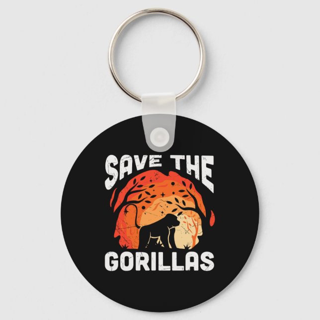 Save The Gorillas Eco-friendly Earth Day  Key Ring (Front)