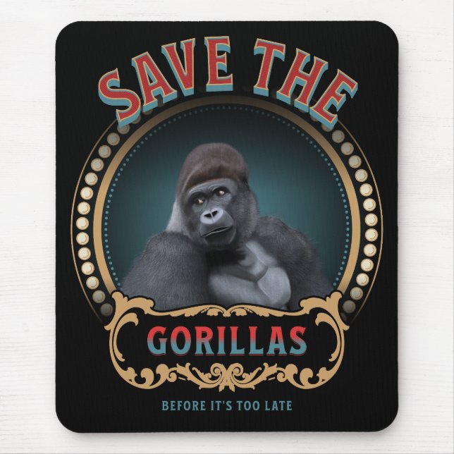Save The Gorillas | Endangered Species Mouse Mat (Front)