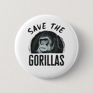 Save the Gorillas Gorilla Endangered Extinction 6 Cm Round Badge