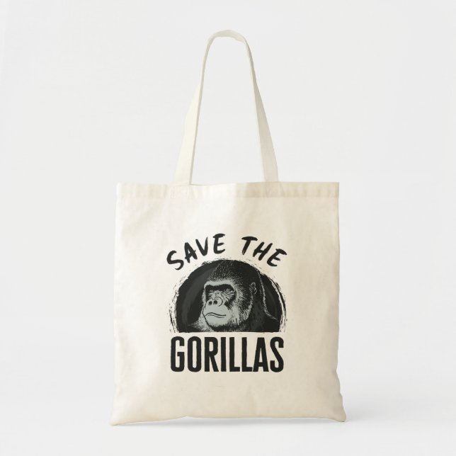 Save the Gorillas Gorilla Endangered Extinction Tote Bag (Front)