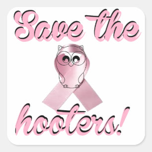 Save the hooters, breast cancer awareness square sticker