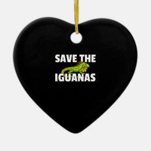 Save The Iguanas Reptile Gift Lizard Hunter Gift Ceramic Tree Decoration
